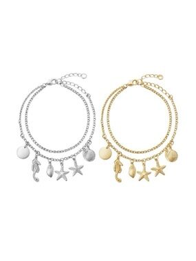 Sea Life Layered Charm Bracelet